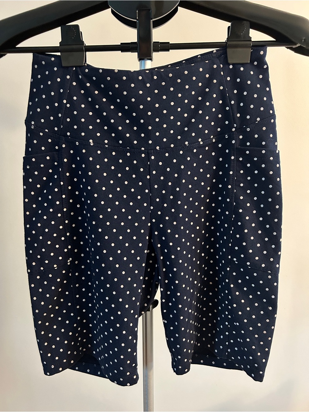Teezher Navy Polka Dot High-Waist Shorts